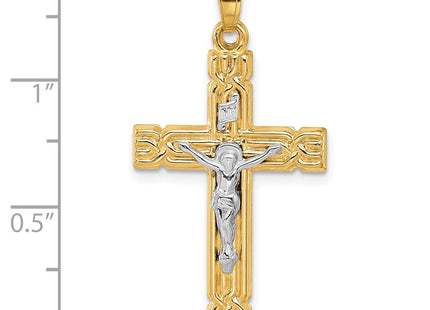 14k Two-Tone Hollow INRI Crucifix Pendent (Style XR2090)