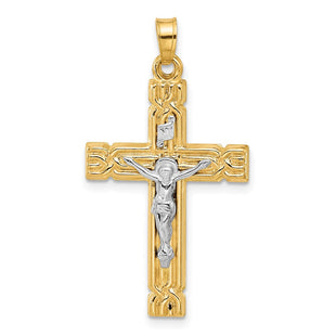14k Two-Tone Hollow INRI Crucifix Pendent (Style XR2090)
