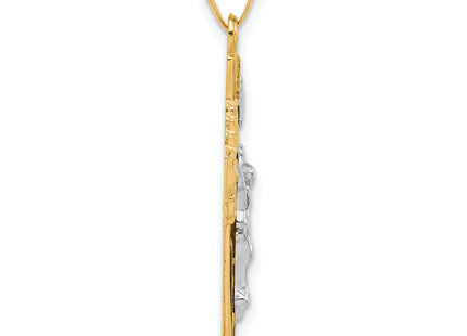 14k Two-Tone Hollow Inri Crucifix Pendent, 31.5 x 17.2mm