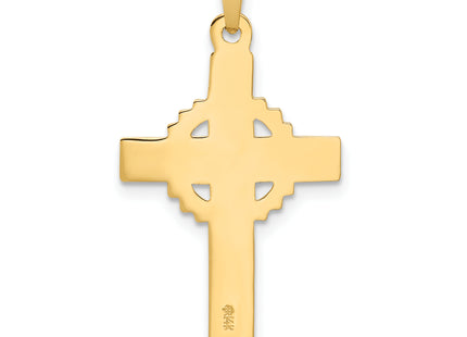 14k Two-Tone Hollow Inri Crucifix Pendent, 31.5 x 17.2mm