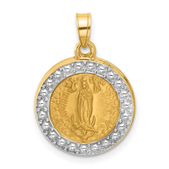 14k Two-tone Cara Vaca Crucifix Pendant, 34 x 15mm