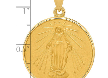 14k Polished and Satin Solid Miraculous Mary Plain Back Medal (Style XR2110)