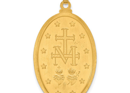 14k Satin and Polished Miraculous Medal Solid Oval Pendant (Style XR2121)