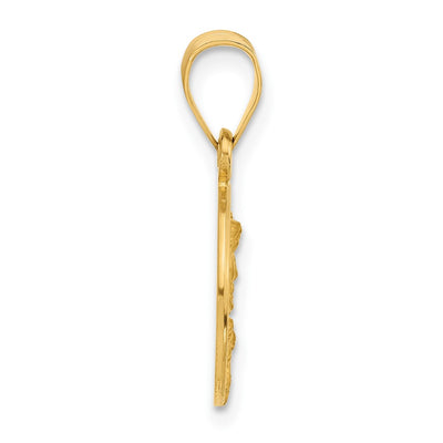 14K Polished and Satin Solid Our Guardian Angel Medal