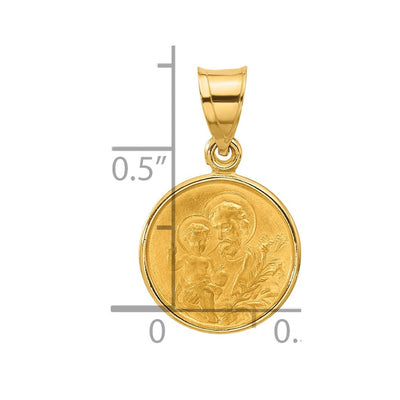 14K Polished and Satin Solid St Joseph Medal, 20.6 x 13.3mm