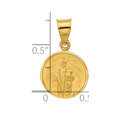 14K Polished and Satin Solid St Jude Thaddeus Medal, 21.2 x 13.2mm