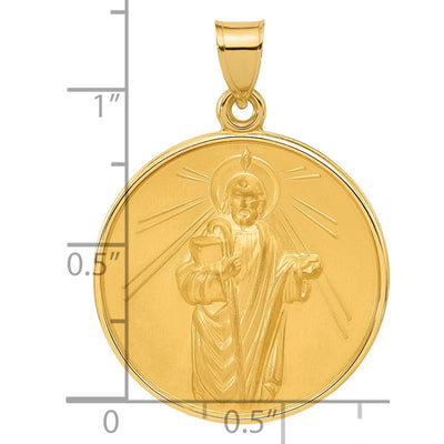 14K Polished and Satin Solid St Jude Thaddeus Medal, 33 x 24.4mm
