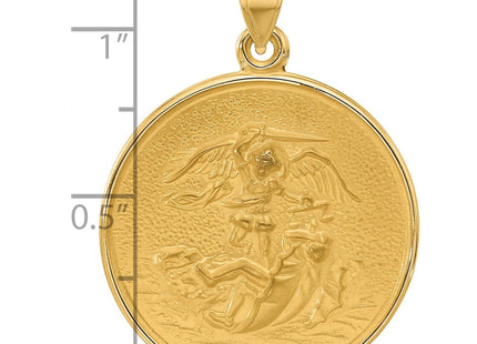 14k Polished and Satin Solid St. Michael Medal (Style XR2149)
