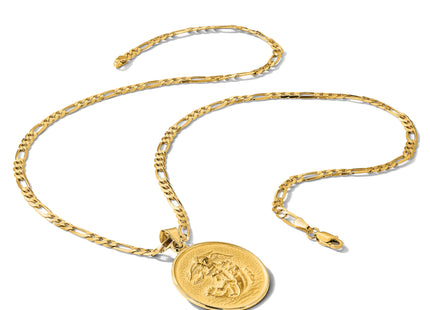 14k Polished and Satin Solid St. Michael Medal, 32.5 x 24.4mm