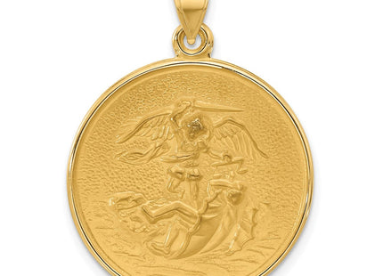14k Polished and Satin Solid St. Michael Medal (Style XR2149)