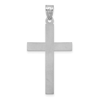 14K White Gold Florentine Satin Cross Pendant, 42.6 x 21.8mm