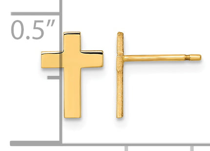 14k Polished Cross Post Earrings, 8.5 x 6mm