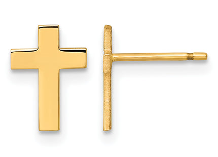 14k Polished Cross Post Earrings, 8.5 x 6mm