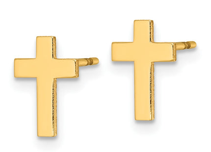 14K gold cross earrings, alternate view