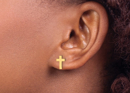 14K gold cross earrings, another view