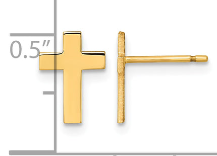 14k Polished Cross Post Earrings, 10 x 7mm