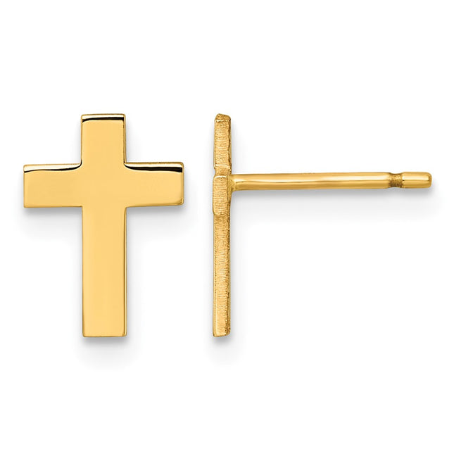 14k Polished Cross Post Earrings, 10 x 7mm