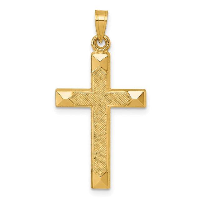 14k Polished And Textured Latin Cross Pendant, 32.3 x 16.6mm