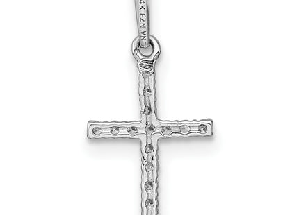 14K white gold cubic zirconia cross pendant, another view