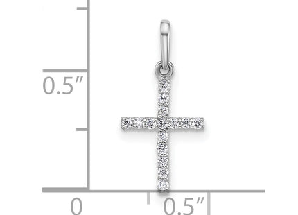 14K white gold cubic zirconia cross pendant, further view