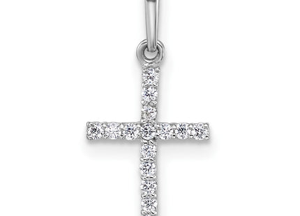 14K white gold cubic zirconia cross pendant