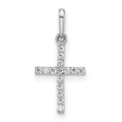 14K white gold cubic zirconia cross pendant