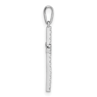 14K White Gold Polished CZ Latin Cross Pendant, 25.4 x 12.6mm