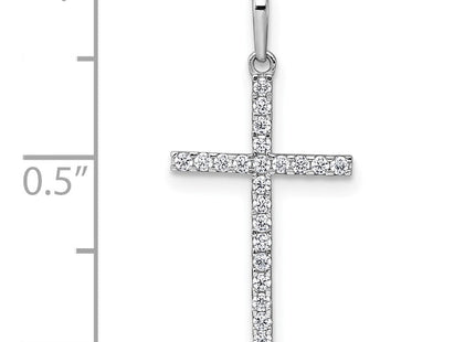 14k White Gold Polished CZ Latin Cross Pendant (Style XR2166)