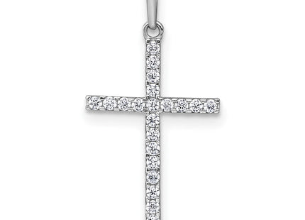 14k White Gold Polished CZ Latin Cross Pendant (Style XR2166)