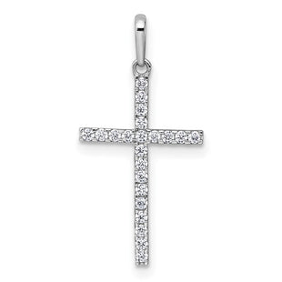 14k White Gold Polished CZ Latin Cross Pendant (Style XR2166)