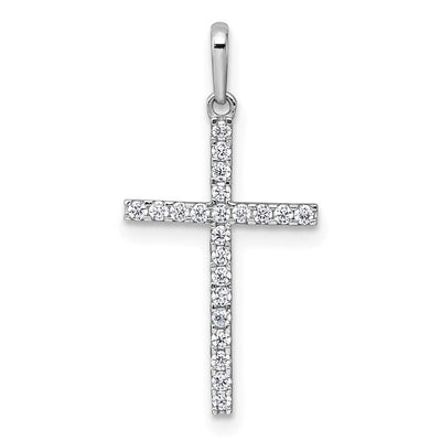 14K white gold cubic zirconia cross pendant