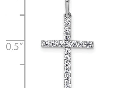 14K white gold cubic zirconia cross pendant, further view