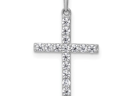 14K white gold cubic zirconia cross pendant