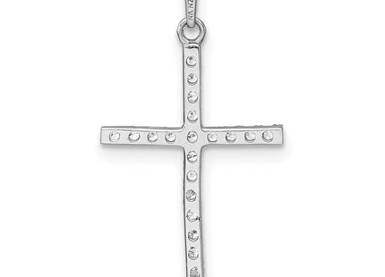 14K white gold cubic zirconia cross pendant, another view