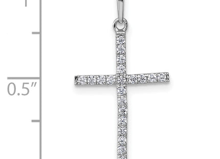 14K white gold cubic zirconia cross pendant, further view