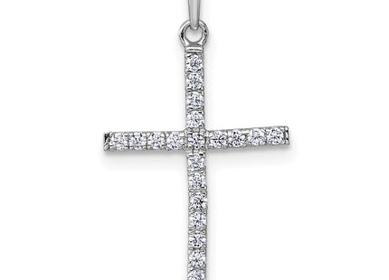 14K white gold cubic zirconia cross pendant