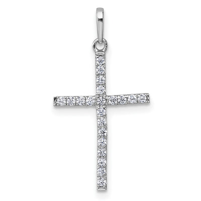 14K white gold cubic zirconia cross pendant