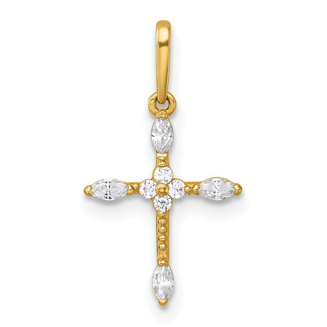 14k Polished Eastern Orthodox Cross Pendant, 25.9 x 10.4mm