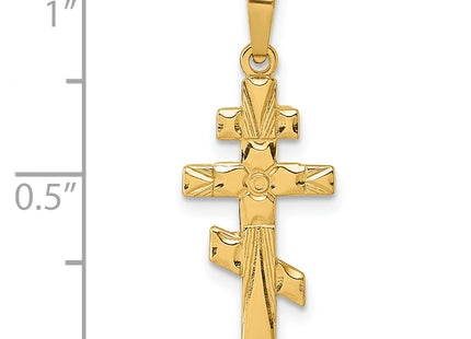 14k Polished Eastern Orthodox Cross Pendant, 25.9 x 10.4mm