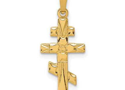 14k Polished Eastern Orthodox Cross Pendant, 25.9 x 10.4mm