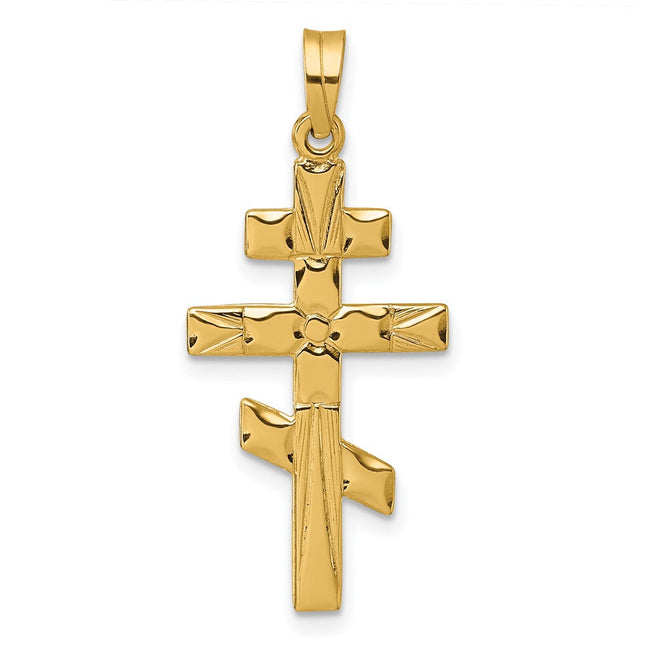 14k Polished Eastern Orthodox Cross Pendant, 31.7 x 14.8mm