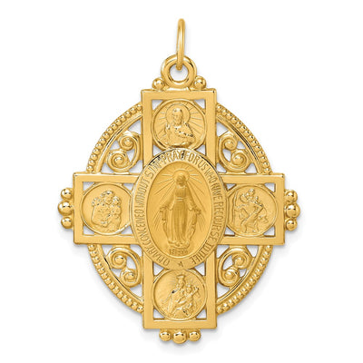 14K gold miraculous medal pendant