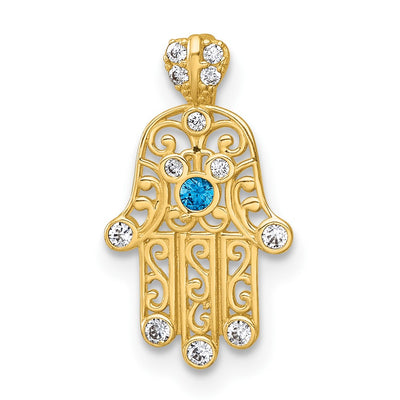 14K gold cubic zirconia hamsa chain