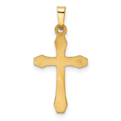14K Yellow Gold w/ Rhodium Hollow Cross Pendant