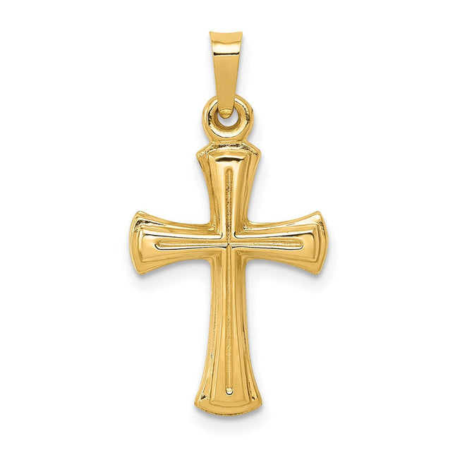 14k Hollow Cross Pendant, 27 x 14mm