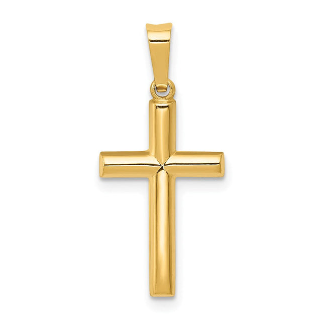 14k Hollow Cross Pendant, 24.5 x 11.5mm