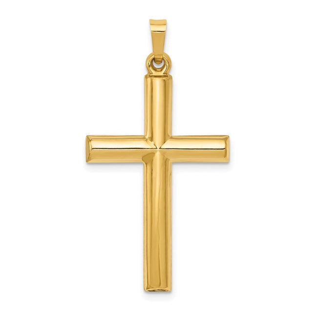 14k Hollow Cross Pendant, 32 x 19mm