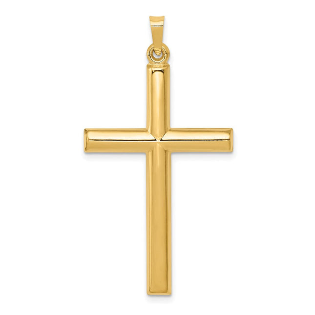 14k Hollow Cross Pendant, 40 x 21mm