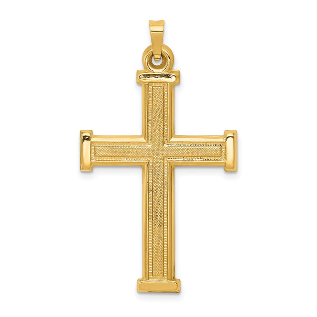 14k Hollow Latin Cross Pendant, 40 x 23.5mm