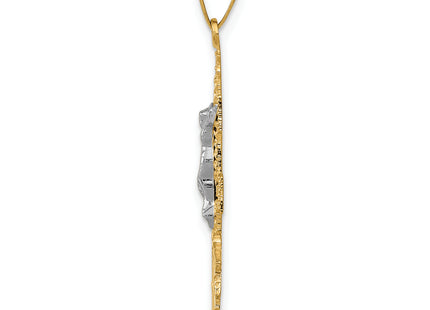 14k Two-tone Cara Vaca Crucifix Pendant, 34 x 15mm